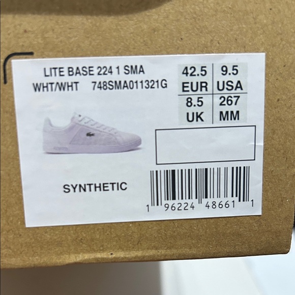 Lacoste White Tennis Shoes with Green Accent - Picture 9 of 11